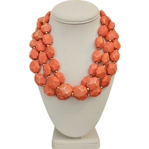 Bold Coral Hues and Gold Multi-Strand Necklace
